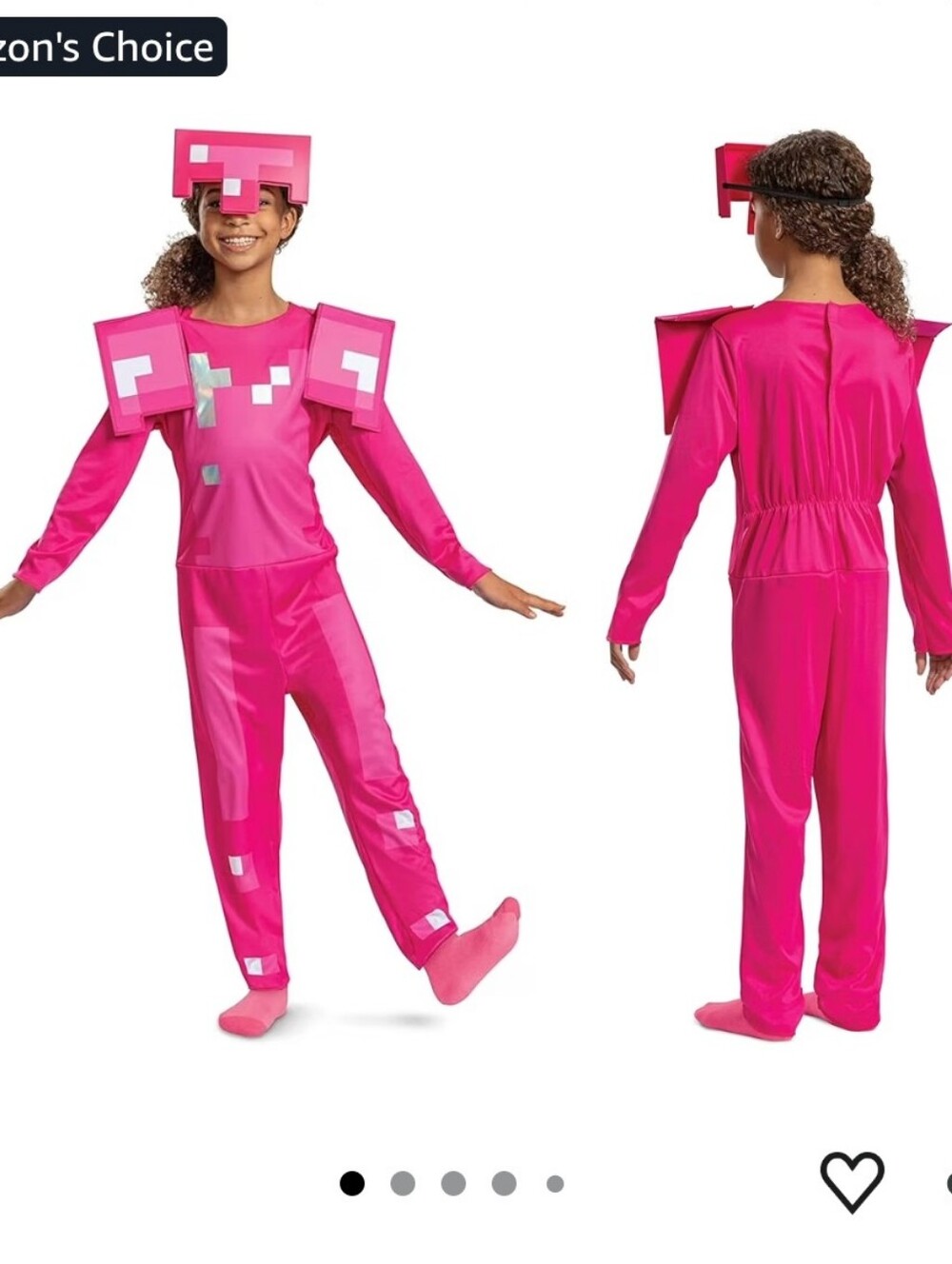 Minecraft Kids Medium 7/8 Armor Pink Costume With Mask